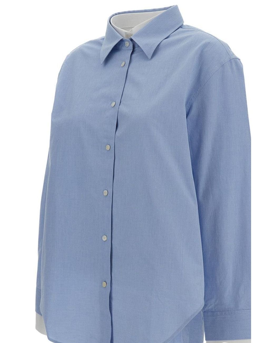 Acne Blue Clear Shirt With Classic Collar And Contrasting Cuffs