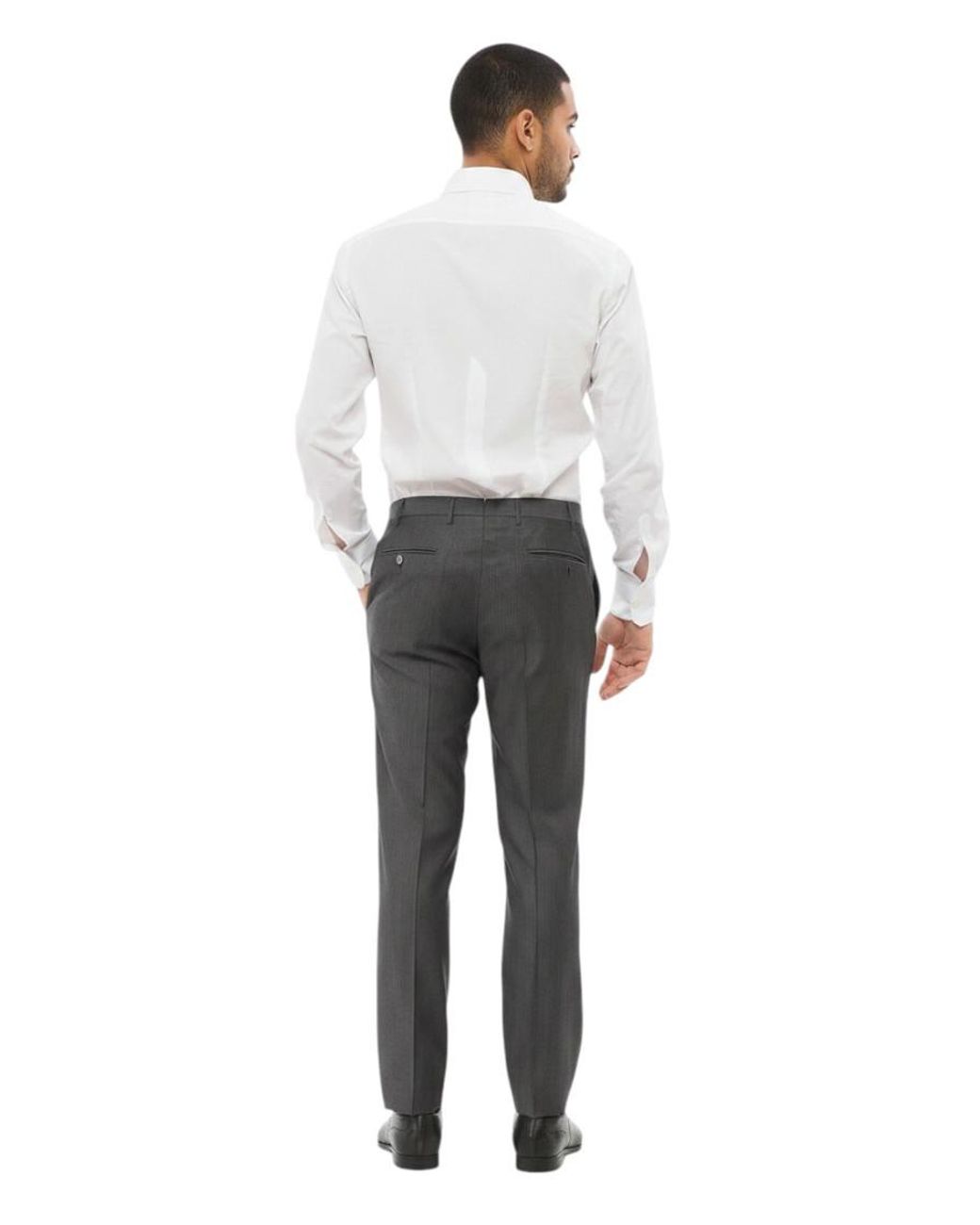 Corneliani Gray Flat Front Pants for men