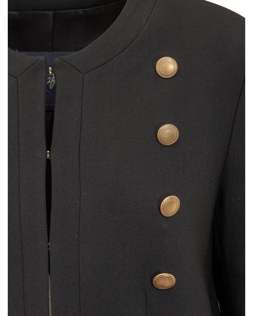 Seafarer Black Solid Crew Neck Blazer
