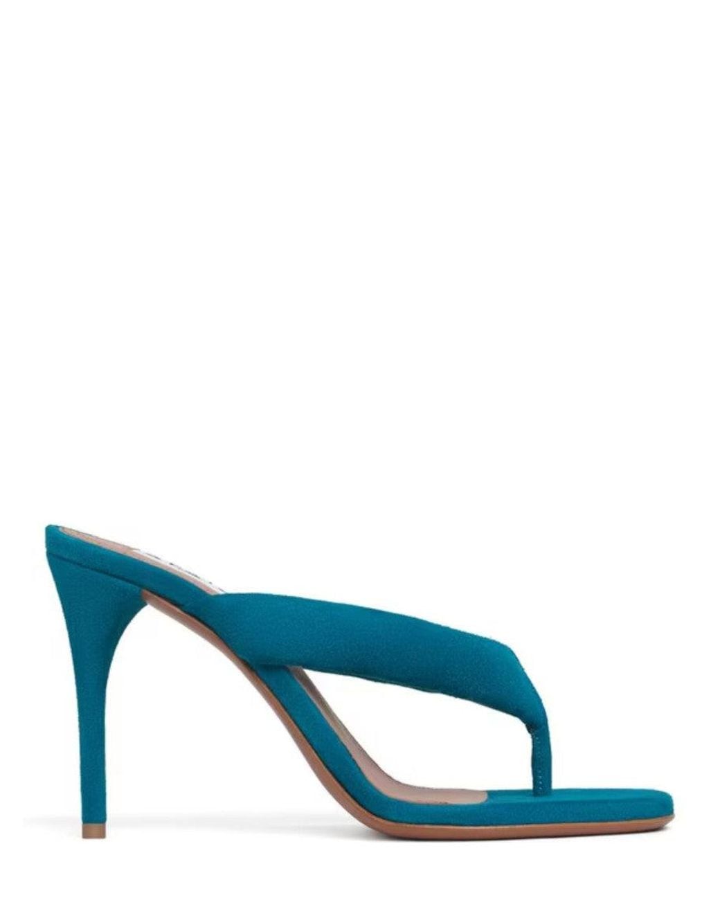 Alaïa Blue Suede T-Strap Heels