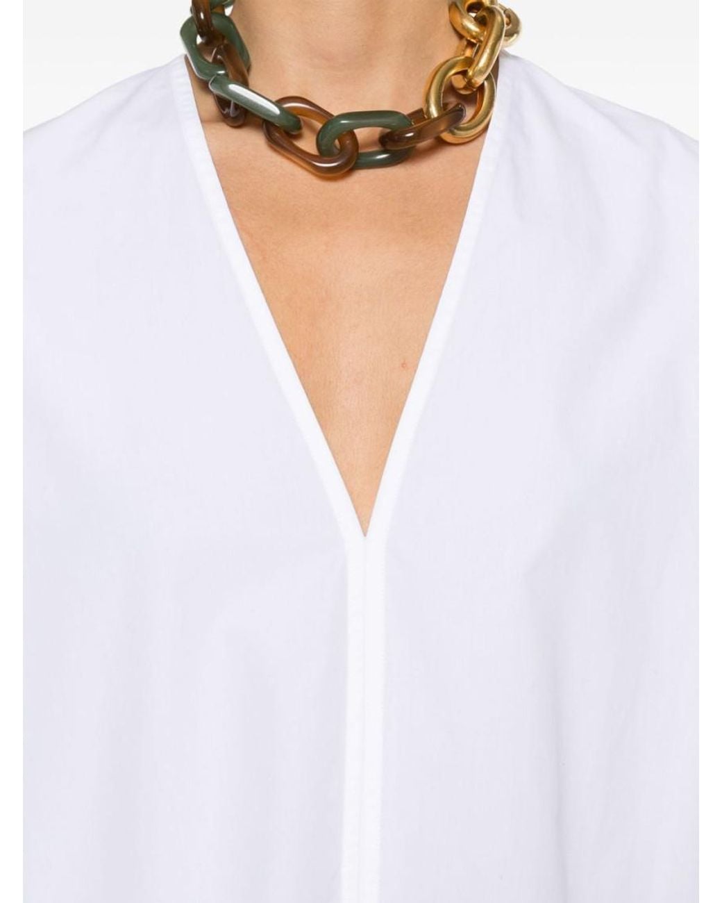 Totême White Cotton V-Necked Blouse