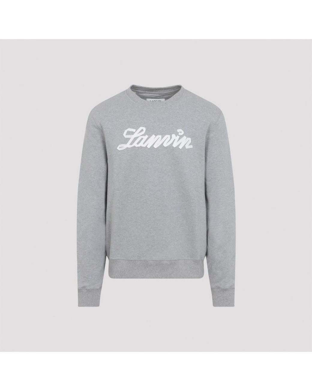 Lanvin Gray Embroidered Logo Sweatshirt for men