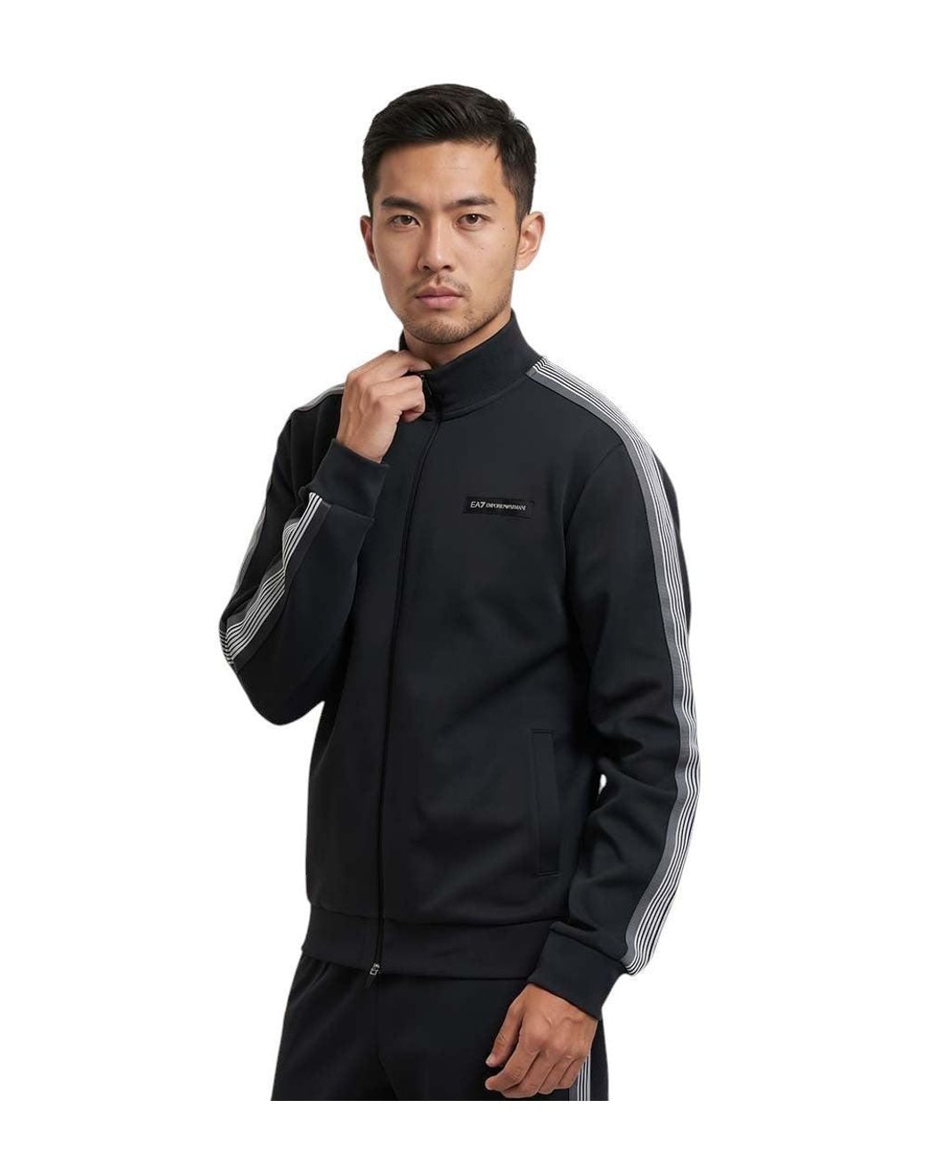 EA7 Black Regular Tracksuit for men