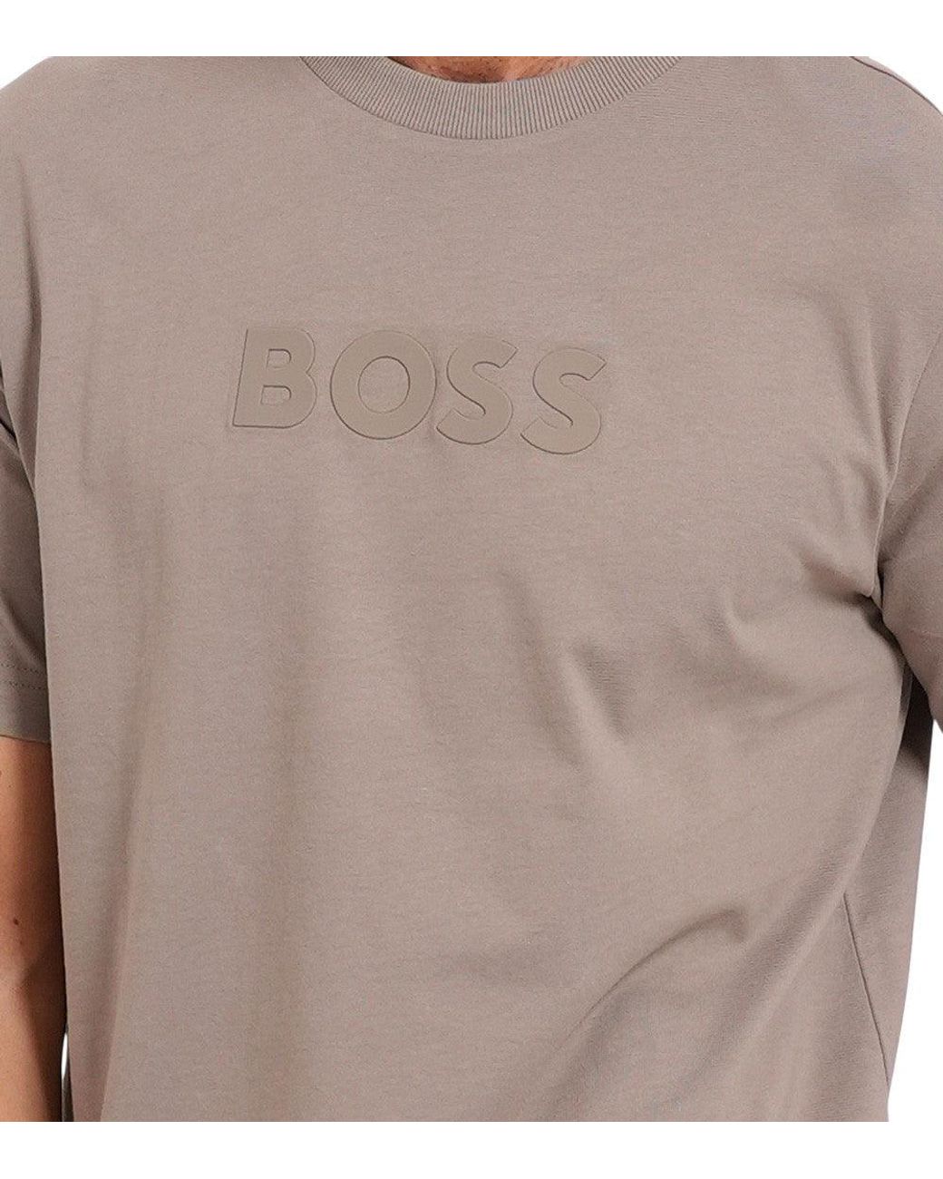 Boss Gray Logo Crew Neck T-Shirt for men