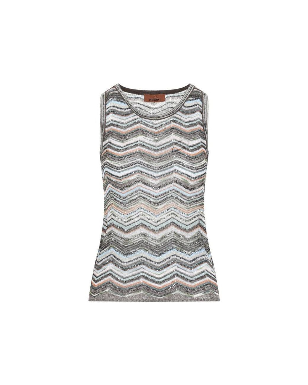 Missoni Gray Chevron Round Neck Top