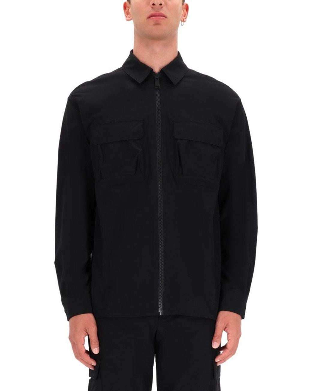 Versace Jeans Couture Black Solid Zip Up Shirt for men