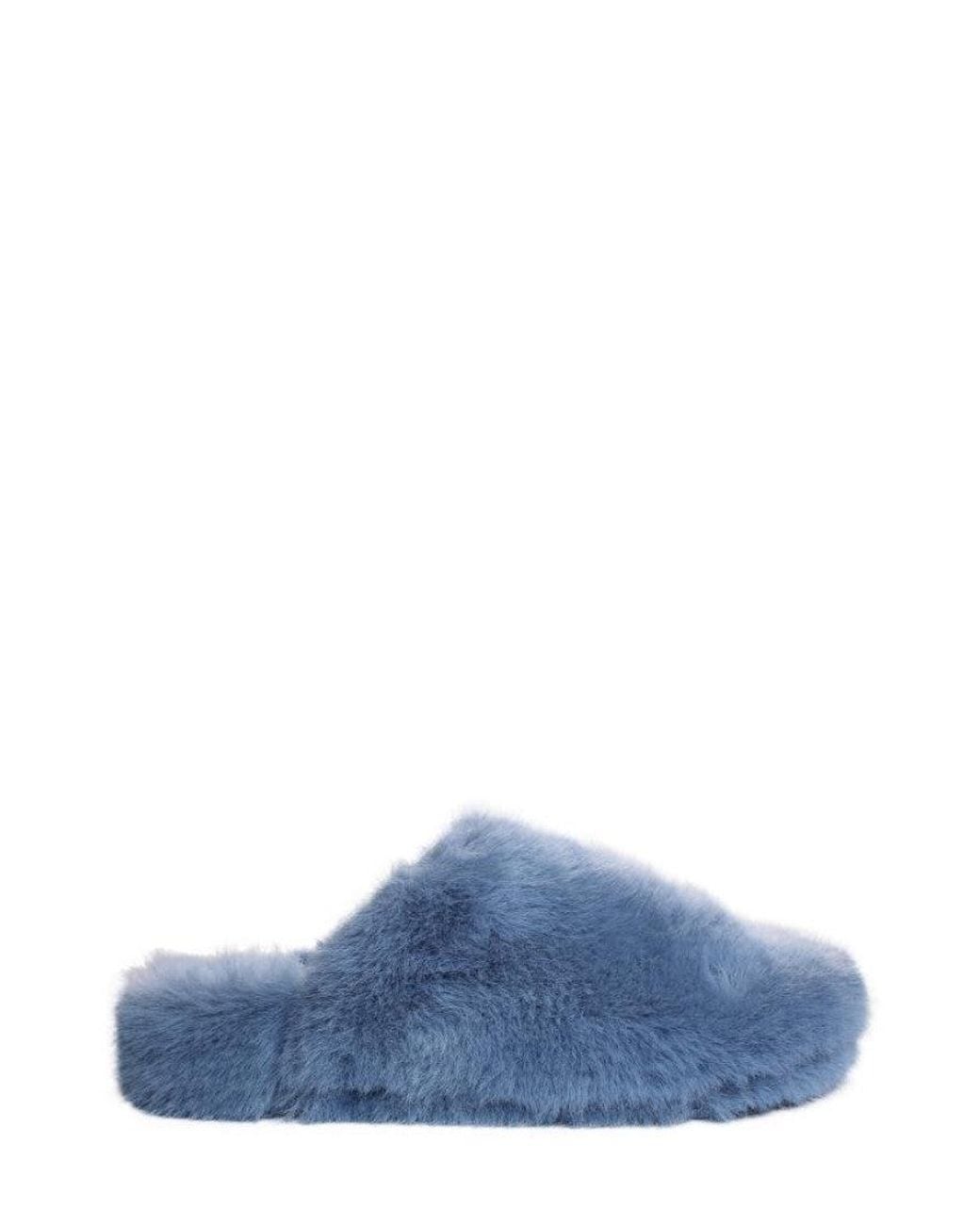 LA ROSE Blue Furry Slides