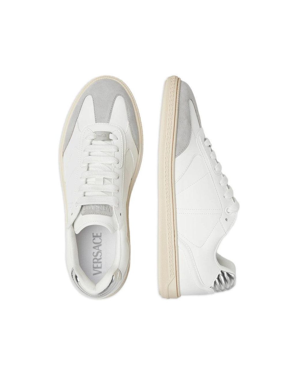 Versace White Greca Court Sneakers for men