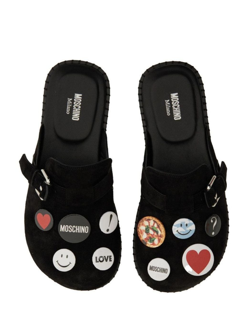Moschino Black Embellished Mules