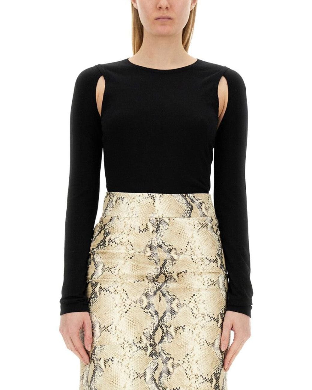 Helmut Lang Black Solid Round Neck Sweater