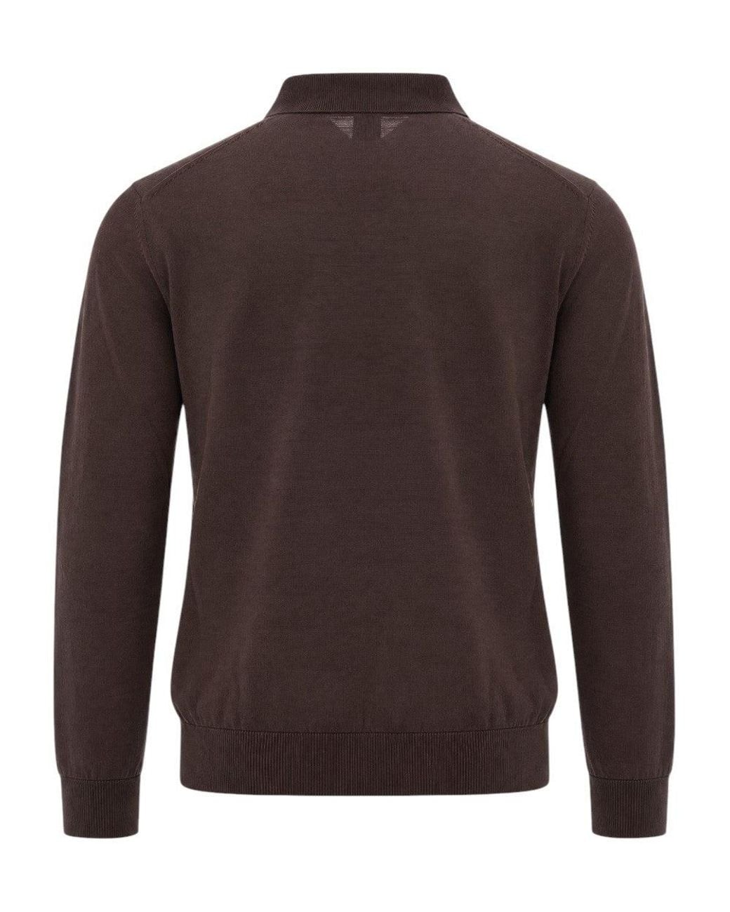 Boss Brown Regular Polo Sweater for men