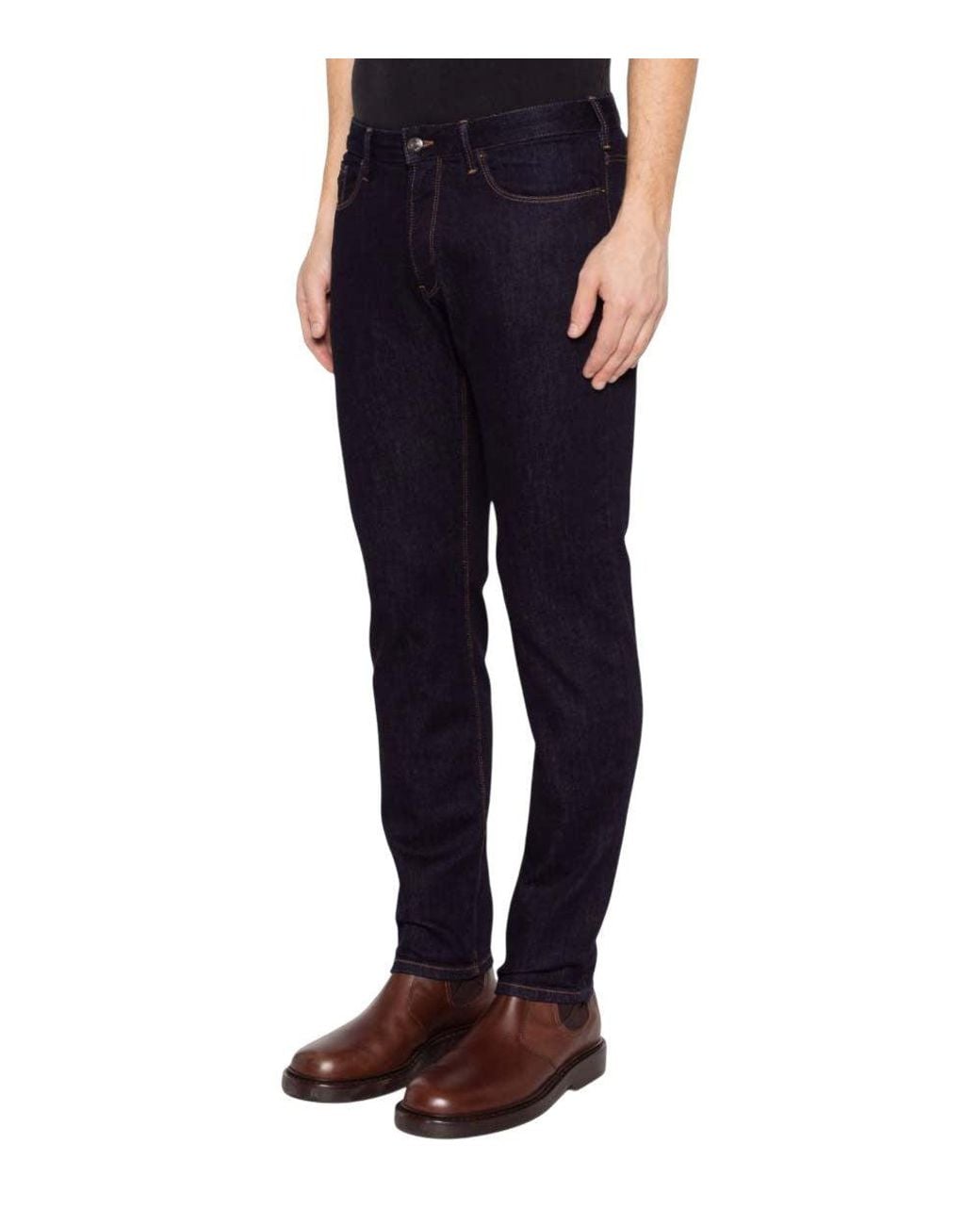 Emporio Armani Blue Slim Mid Rise Jeans for men