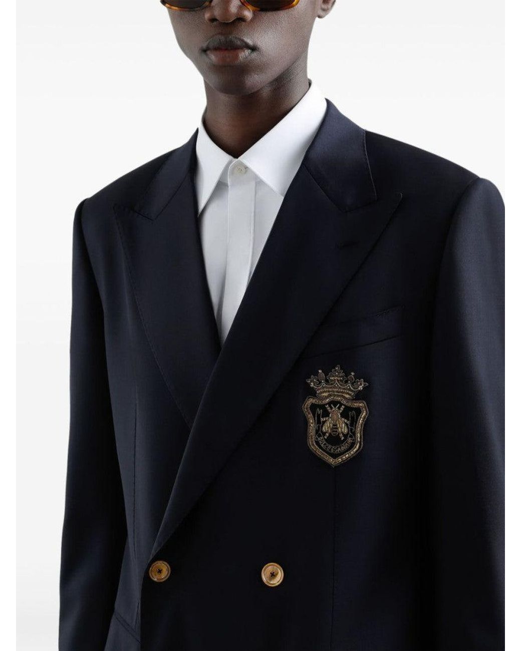 Dolce & Gabbana Blue Logo Application Blazer for men