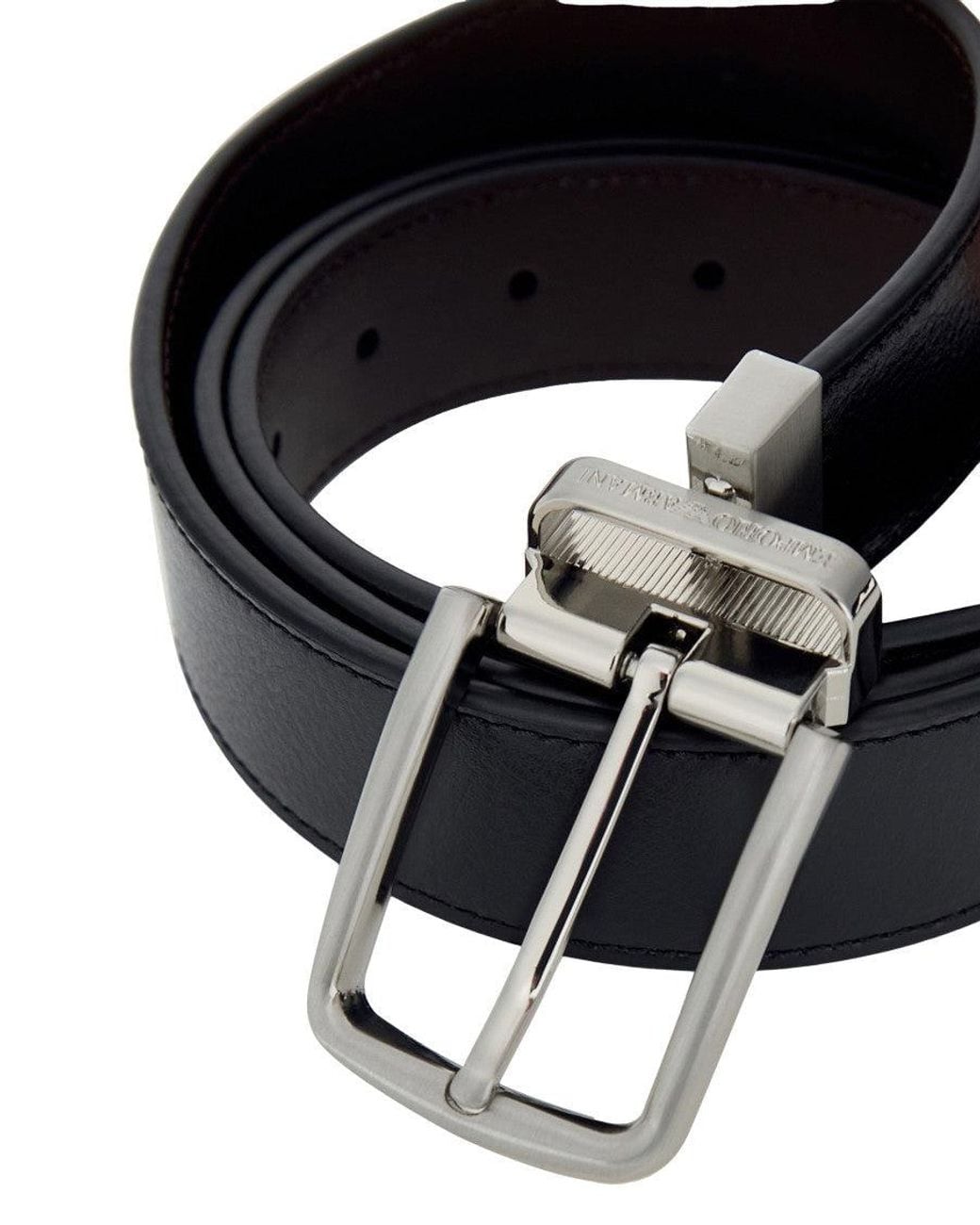 Emporio Armani White Solid Reversible Belt for men