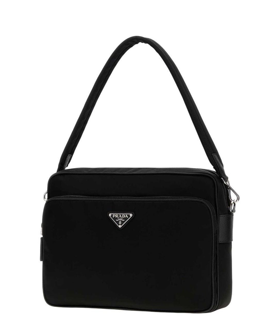 Prada Black Logo Large Messenger Bag for men
