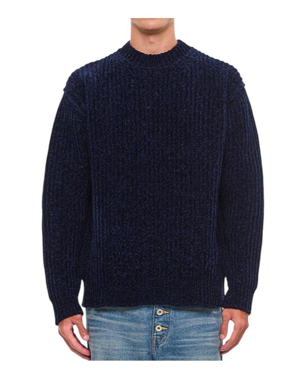 Junya Watanabe Blue Ribbed Sweatshirt for men