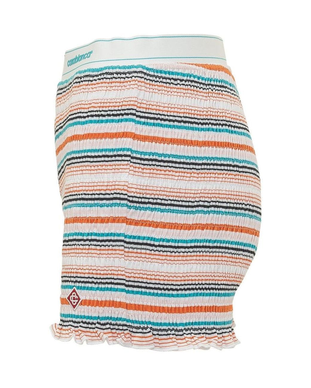 Casablanca Blue Shirred Mini Shorts