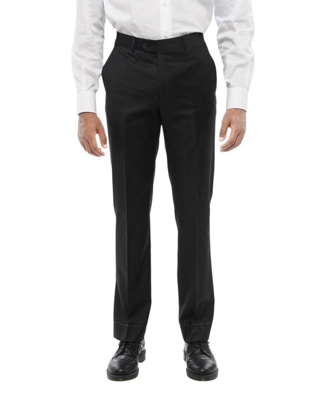Corneliani Black Flat Front Pants for men