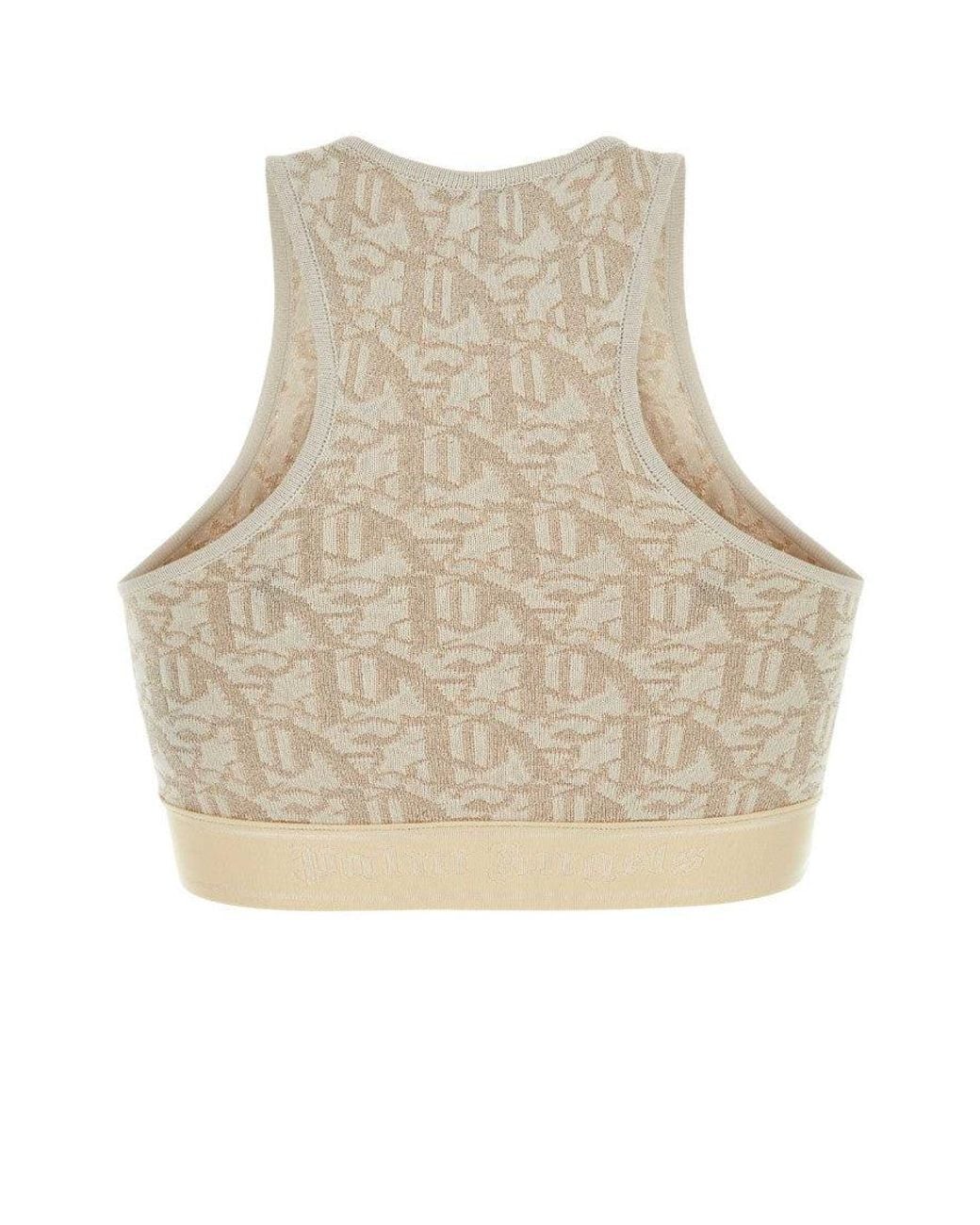 Palm Angels Natural Embroidered Logo Blend Top