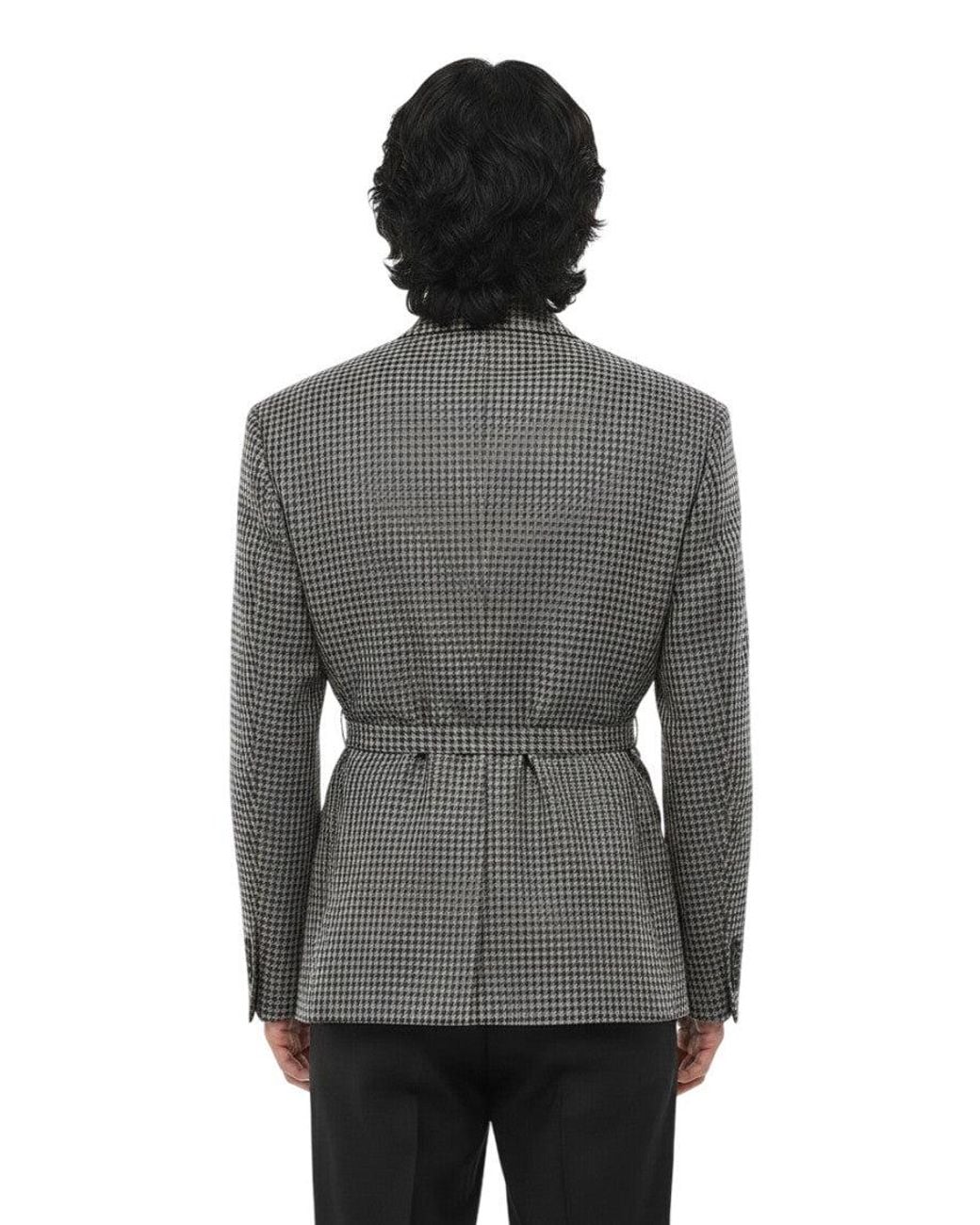 Off-White c/o Virgil Abloh Gray Notched Lapel Belted Blazer for men