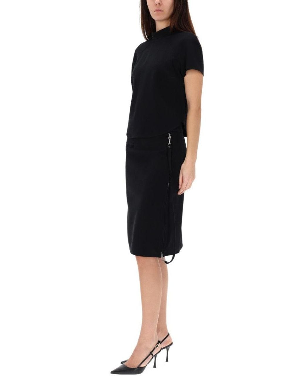 Courreges Black Solid Mock Collar Top