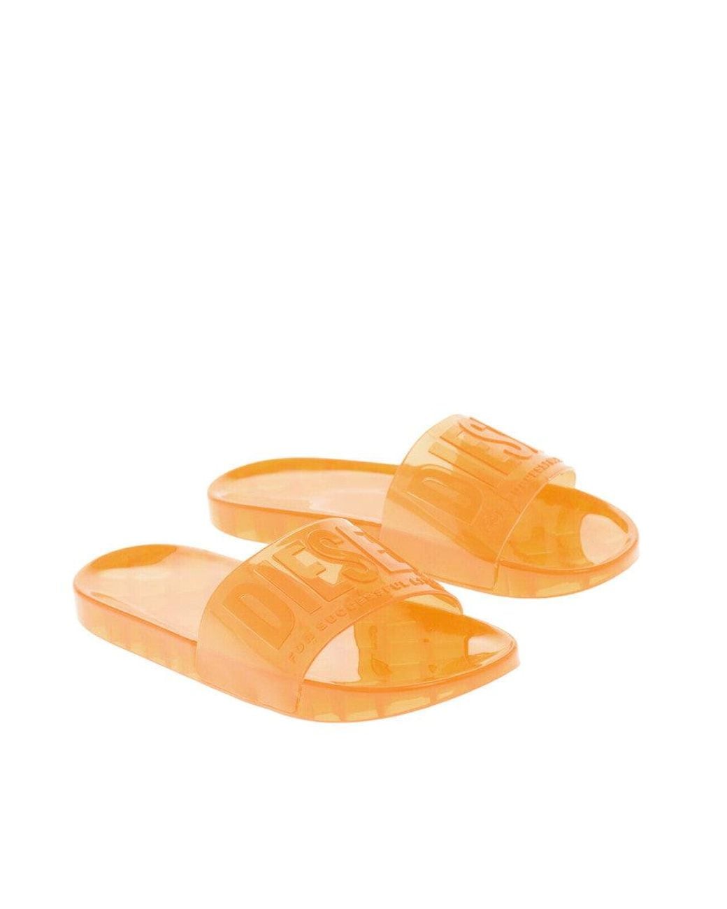 DIESEL Orange Logo Karaibi Slides for men