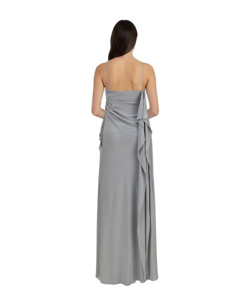 Versace Gray V Neck Maxi Dress