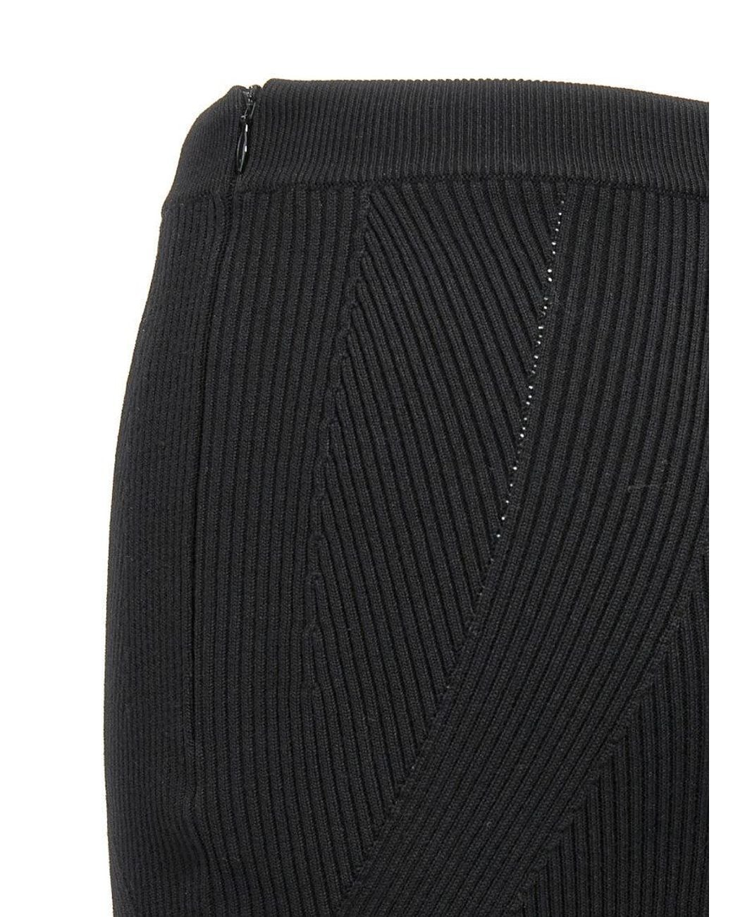 McQueen Black Textured Midi Skirt