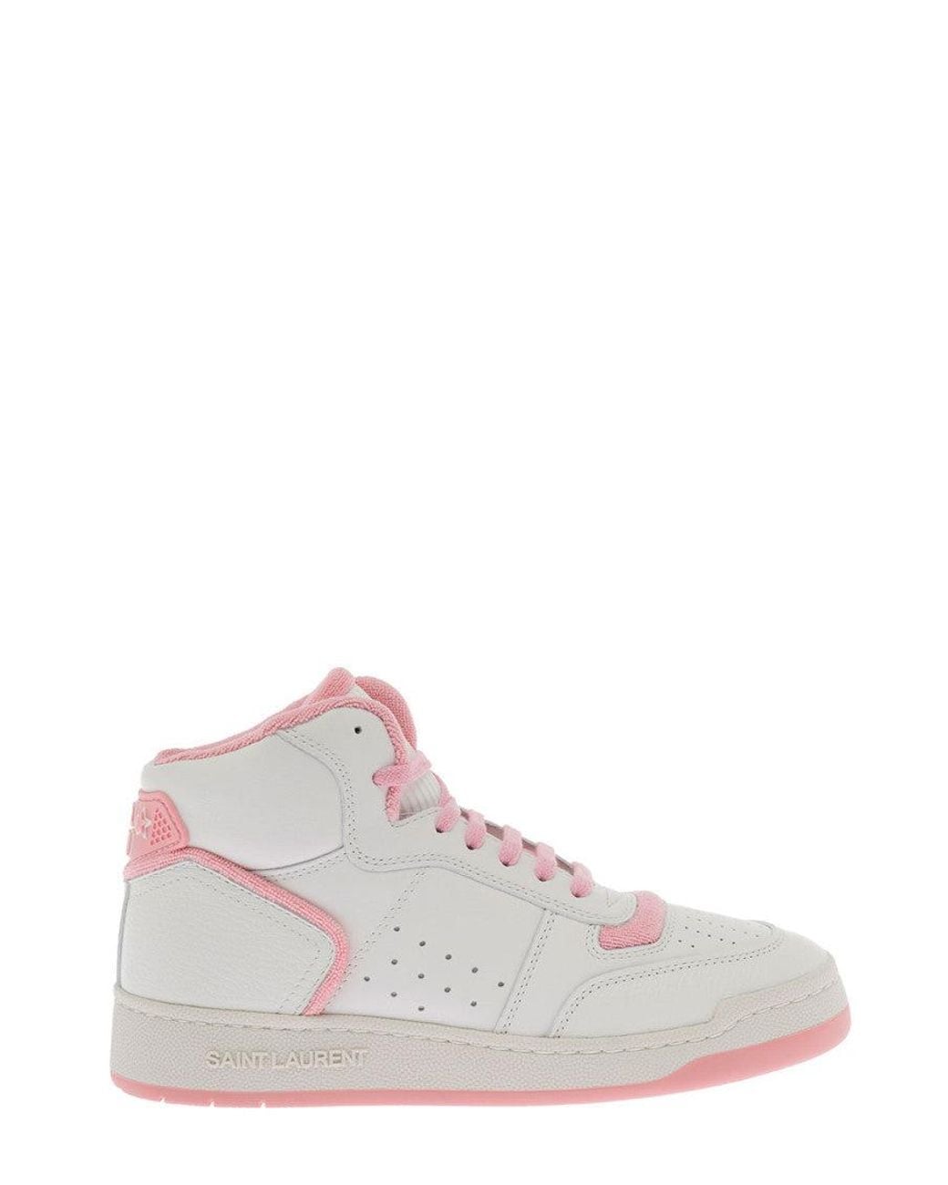 Saint Laurent White Lace Up Sneakers