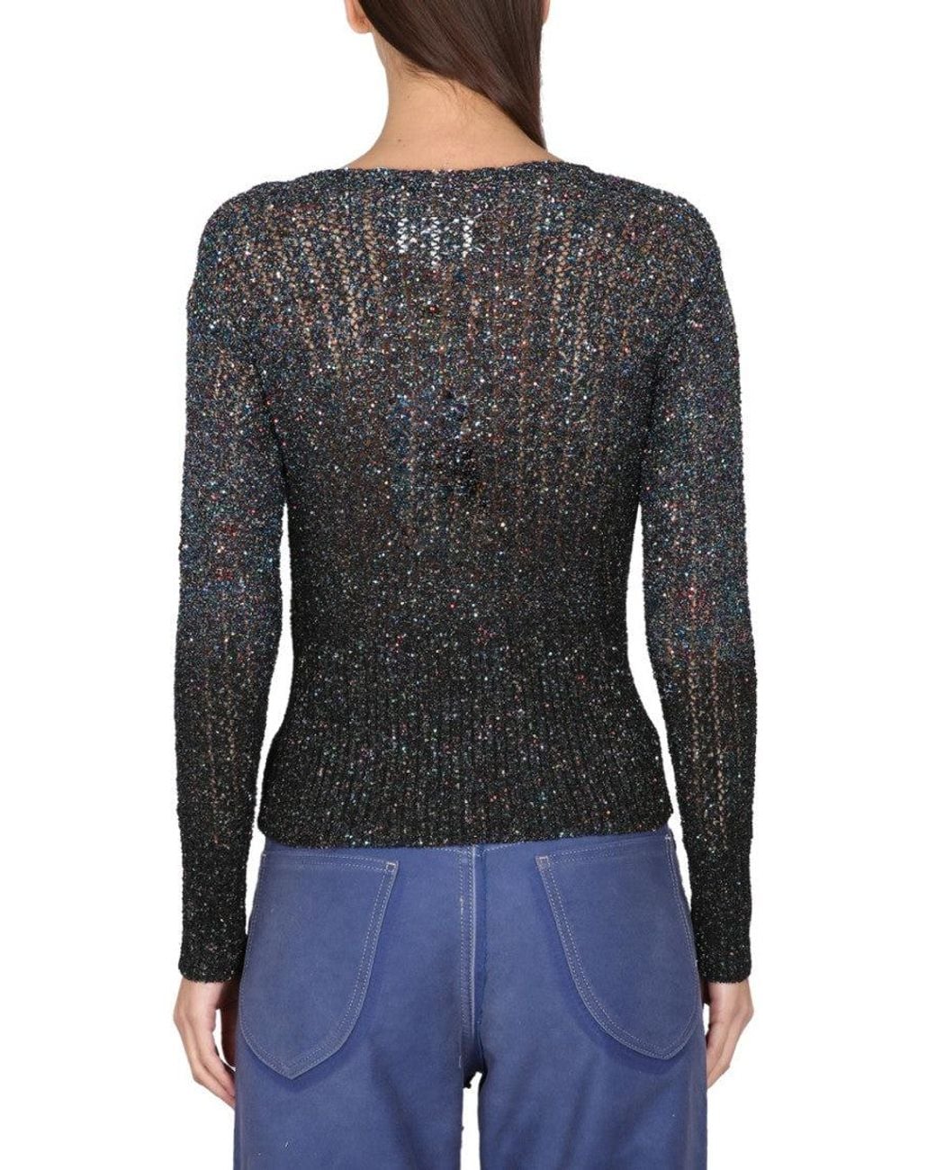 Maison Margiela Black Embellished Boat Neck Sweater