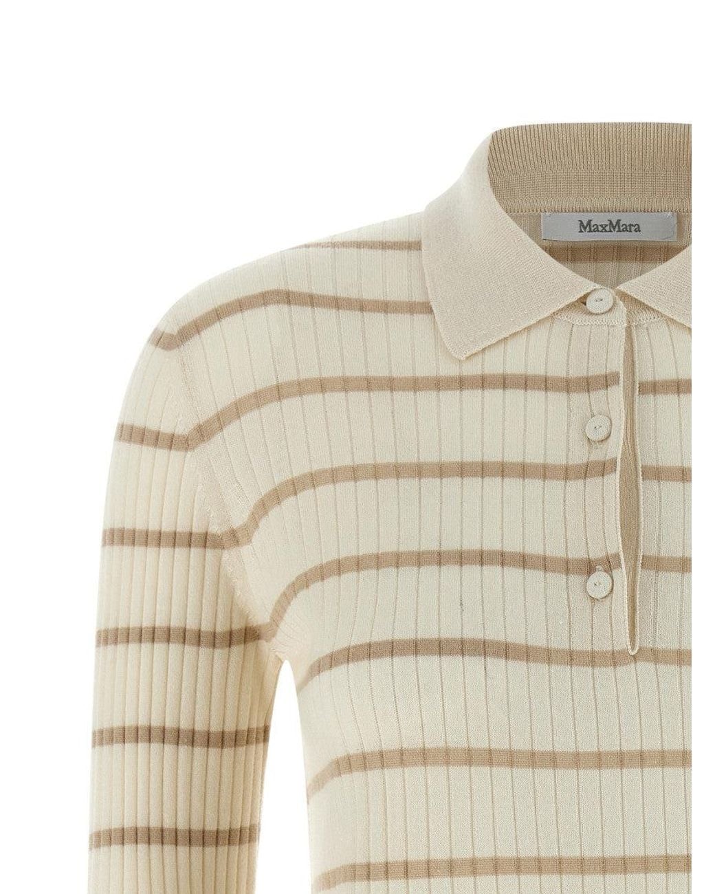 Max Mara Natural Shirt Collar Ribbed Polo