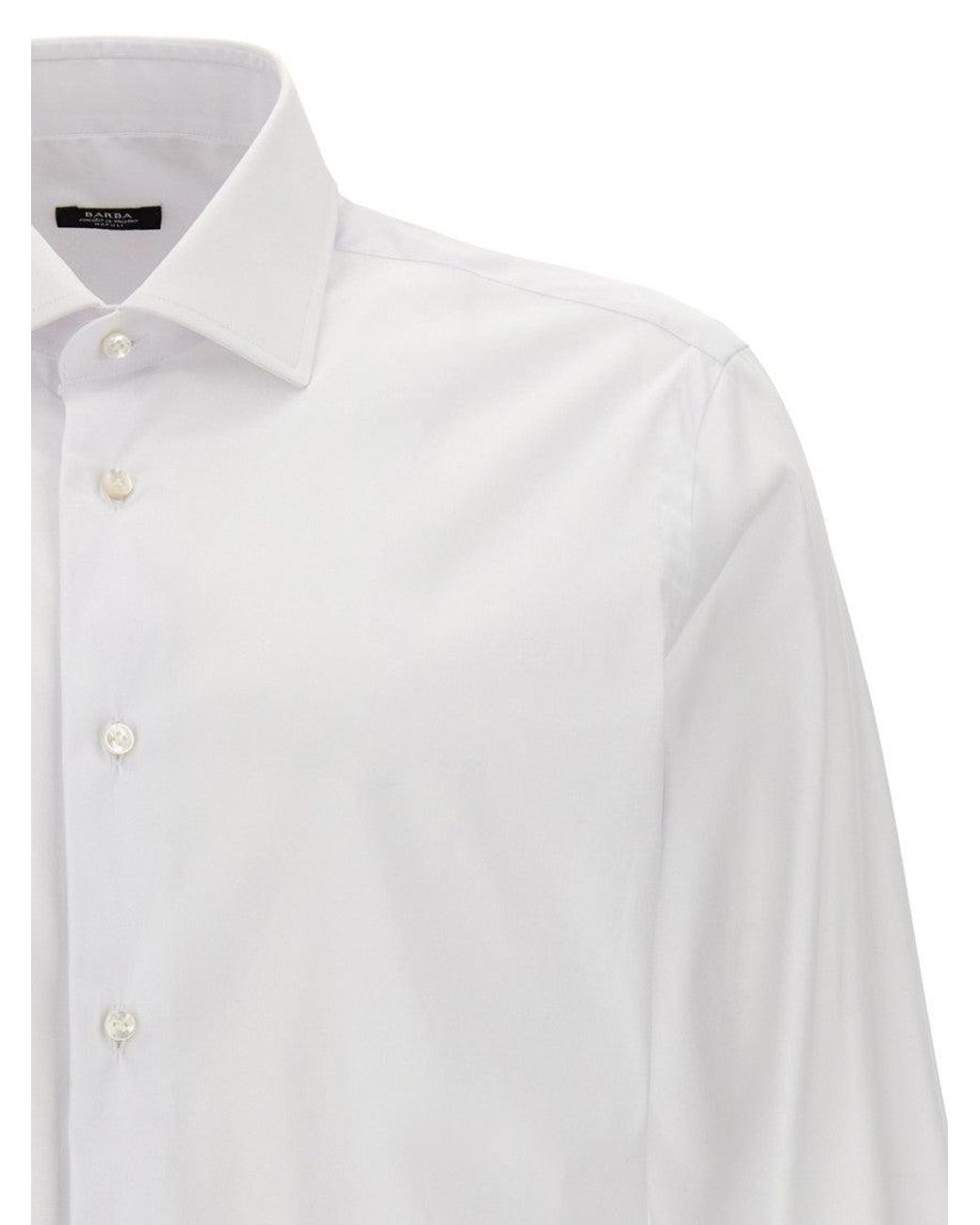 Barba Napoli White Cotton Shirt for men