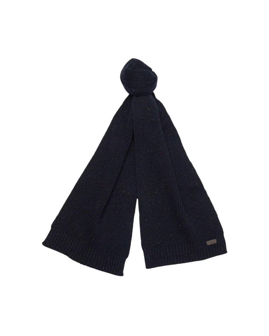 Barbour Black Knitted Beanie And Scarf Set for men