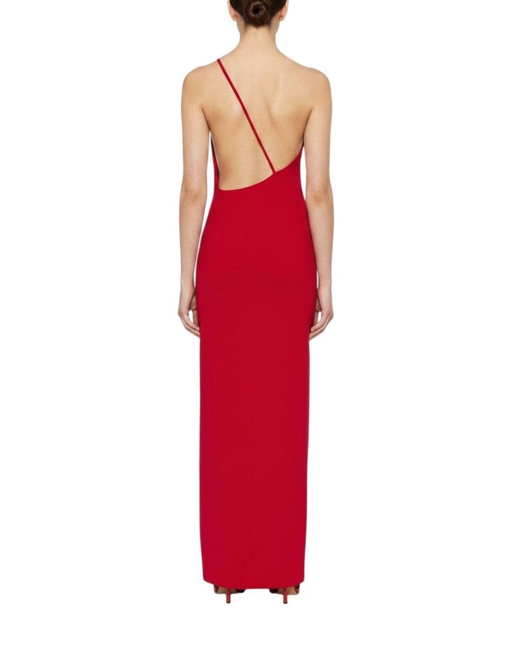 Solace London Red Solid One Shoulder Maxi Dress