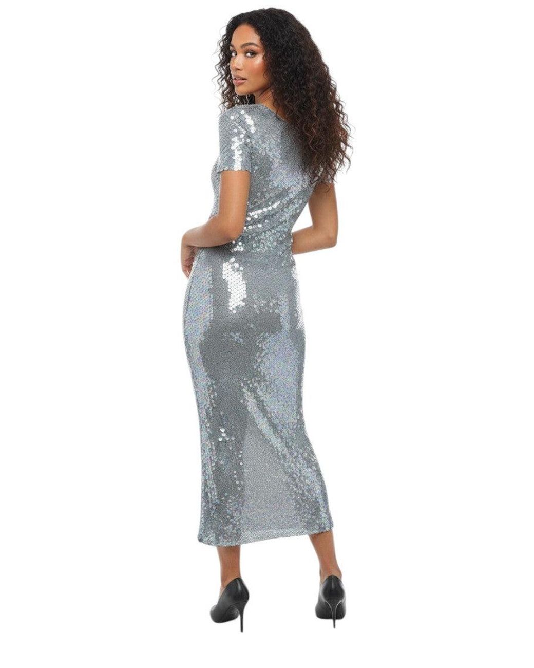Maison Margiela Blue Embellished Boat Neck Midi Dress