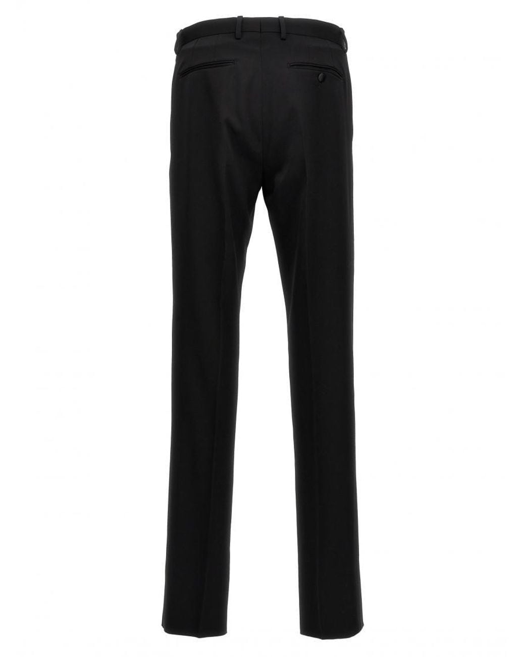 Lanvin Black Tailored Wool Tuxedo Pants for men