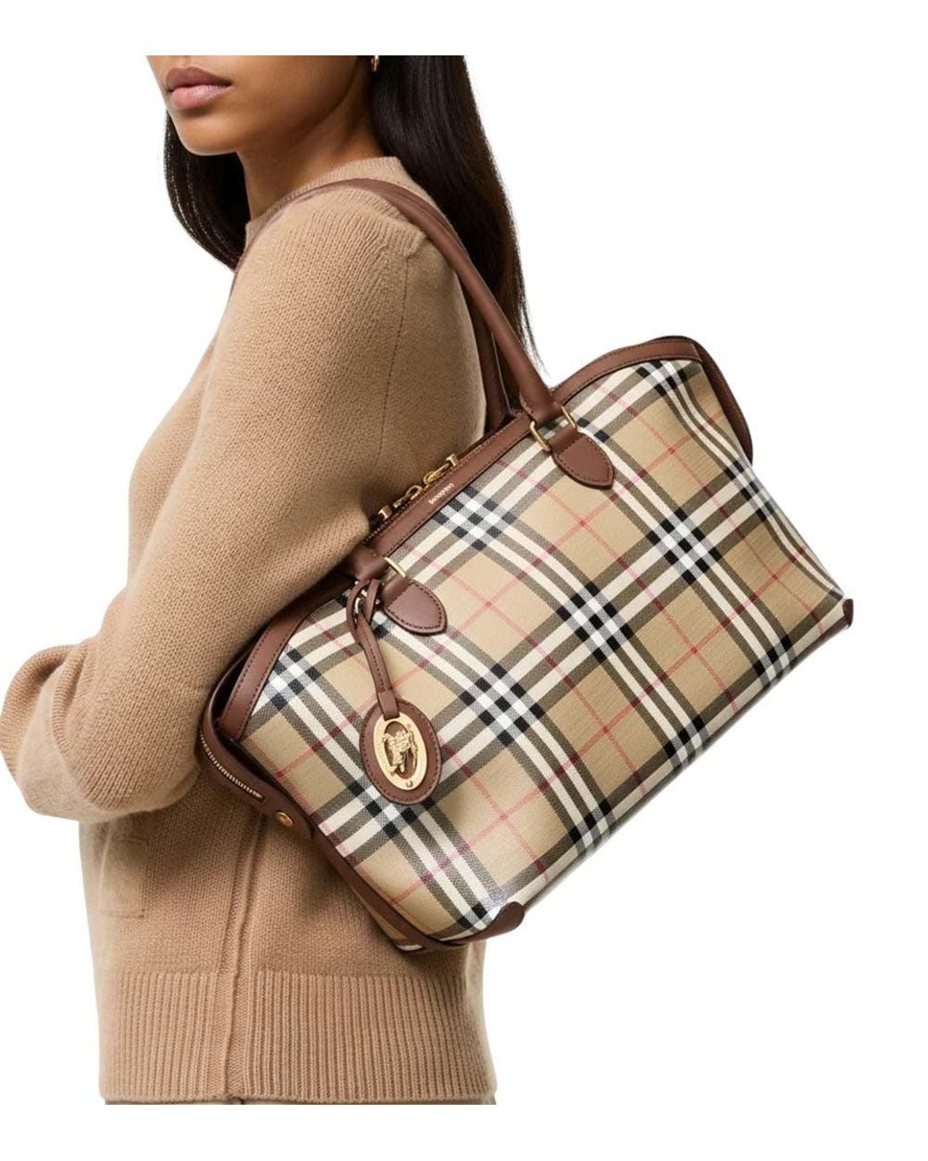 Burberry Metallic Check Small Tote