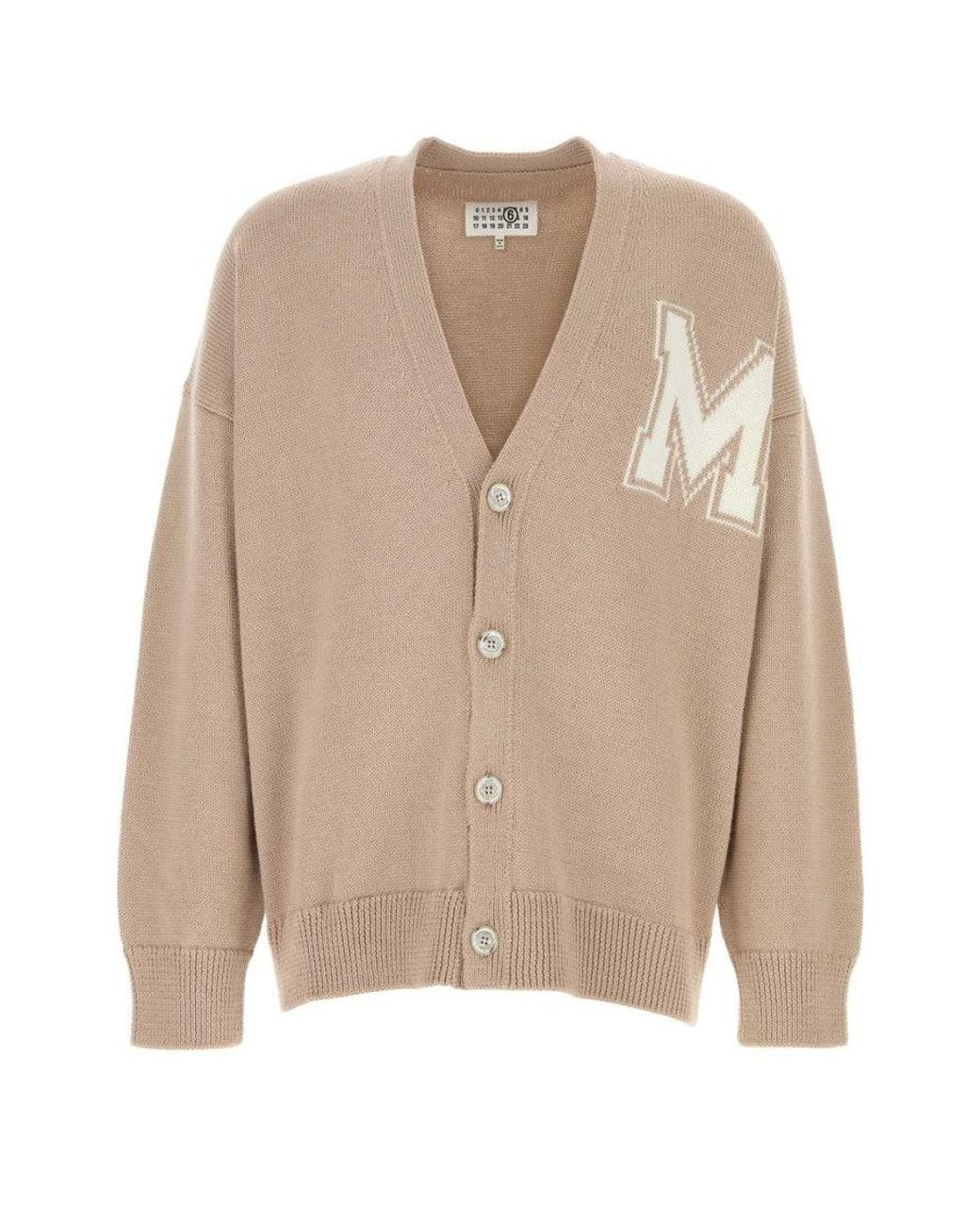 MM6 by Maison Margiela Natural V Neck Cardigans for men