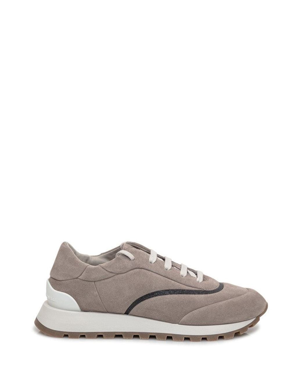 Brunello Cucinelli White Lace-Up Sneakers