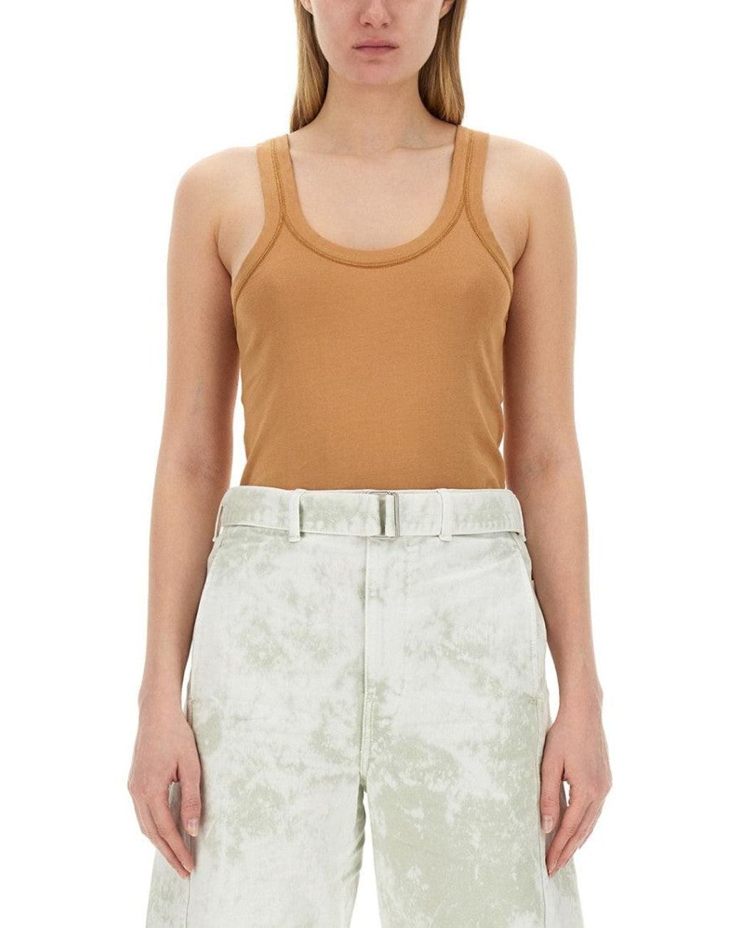 Lemaire White Solid Scoop Neck Top