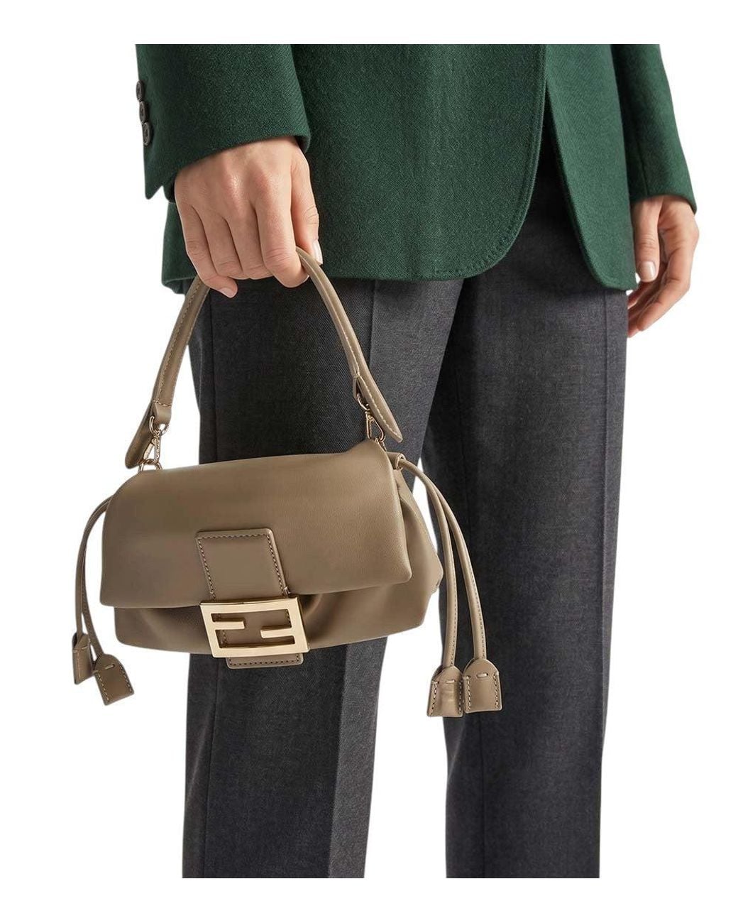 Fendi Metallic Baguette Soft Piccola Small Shoulder Bag