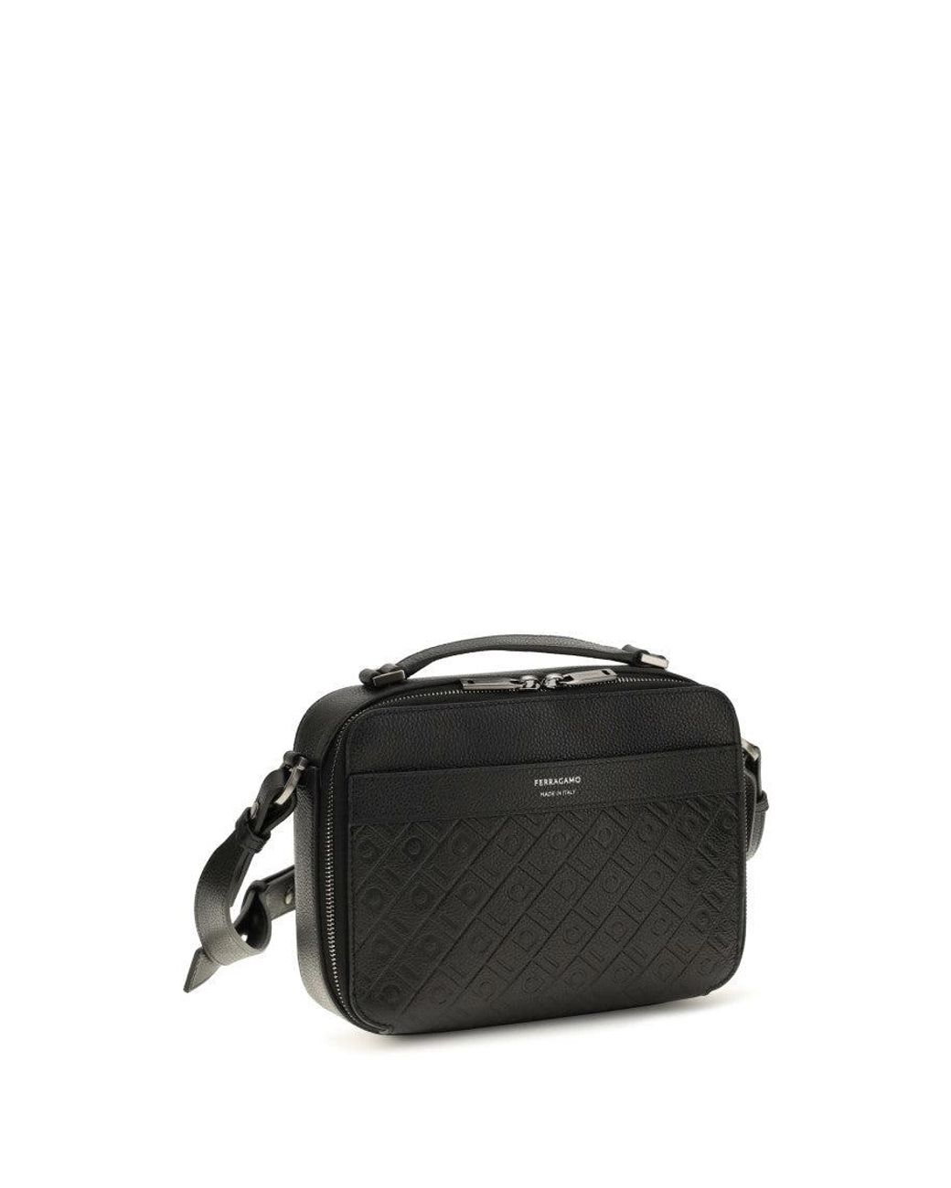 Ferragamo Black Monogram Small Crossbody Bag for men