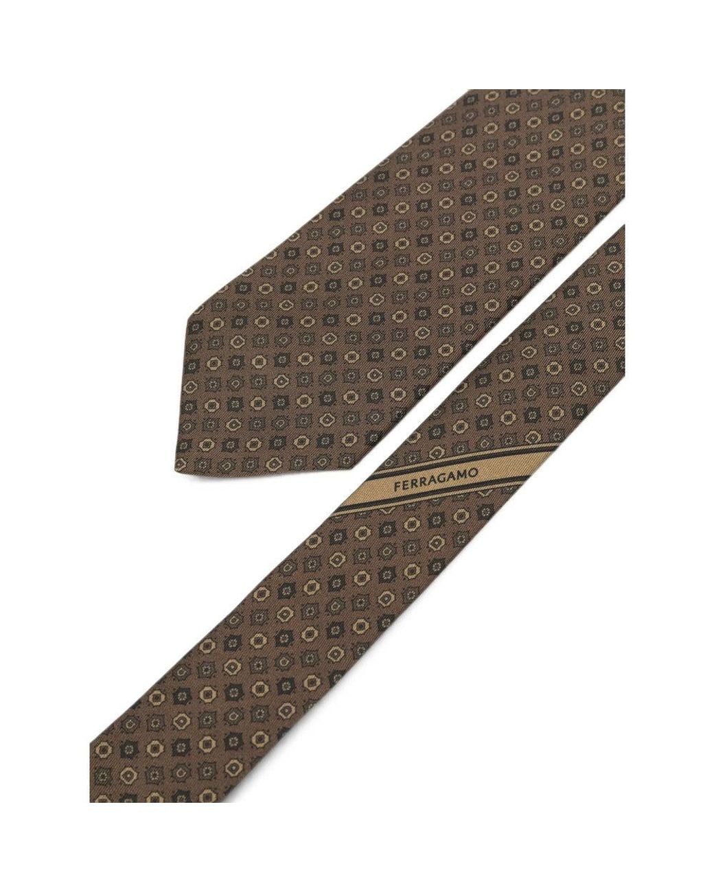 Ferragamo White Geometric Pattern Tie for men