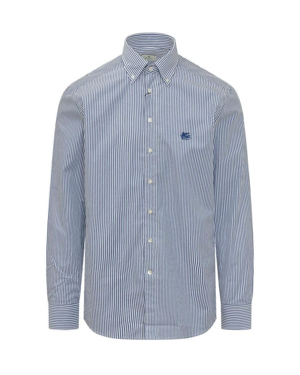 Etro Blue Light Regular Stripes Shirt for men