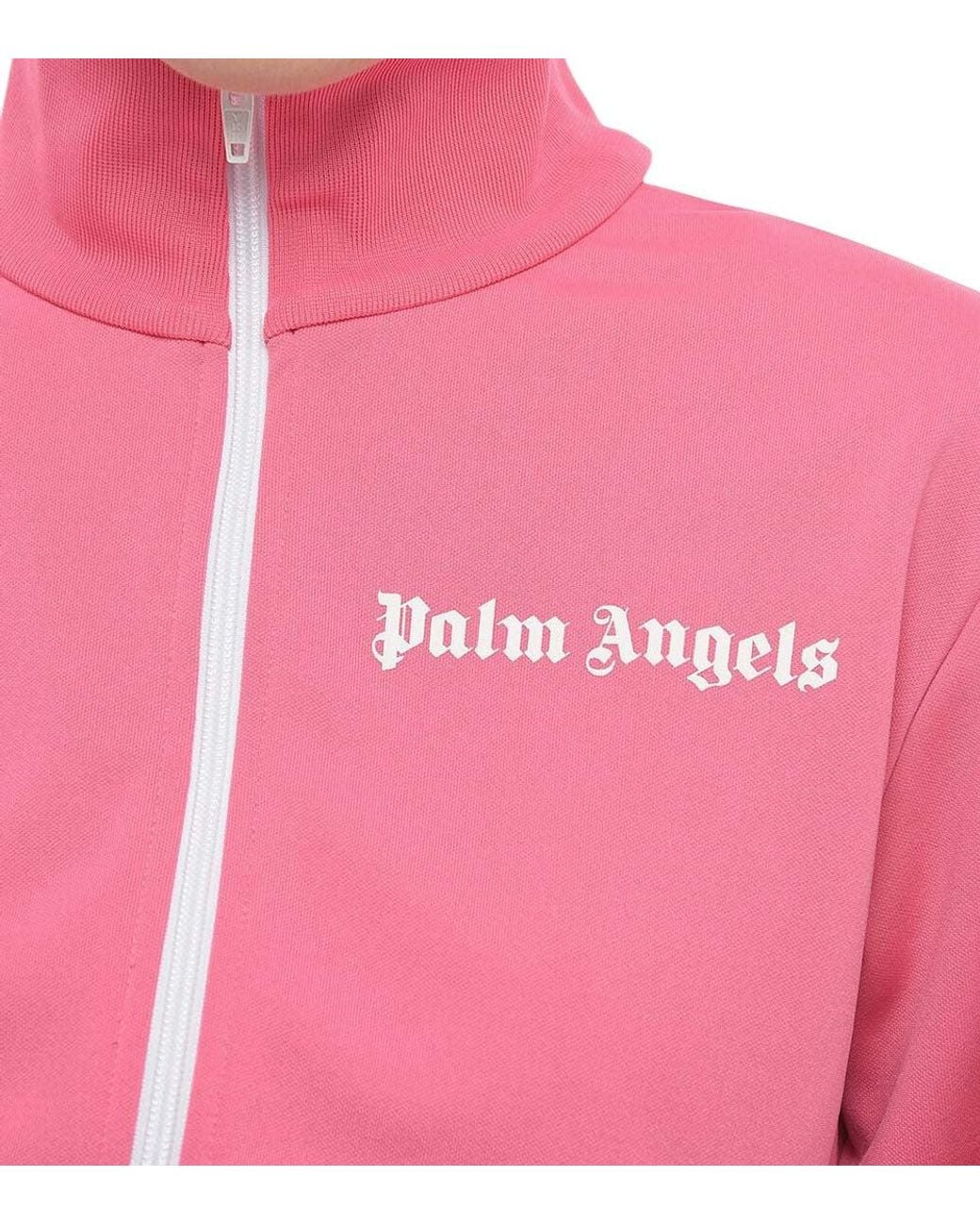 Palm Angels Pink Fuchsia Stripes Mock Collar Sweatshirt