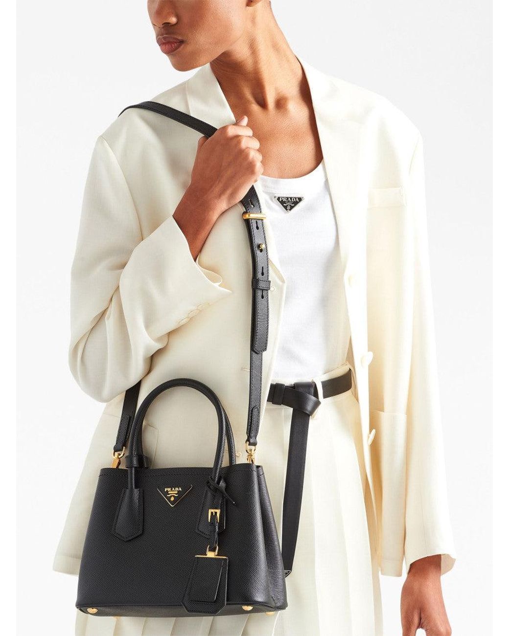 Prada Black Double Saffiano Leather Satchel