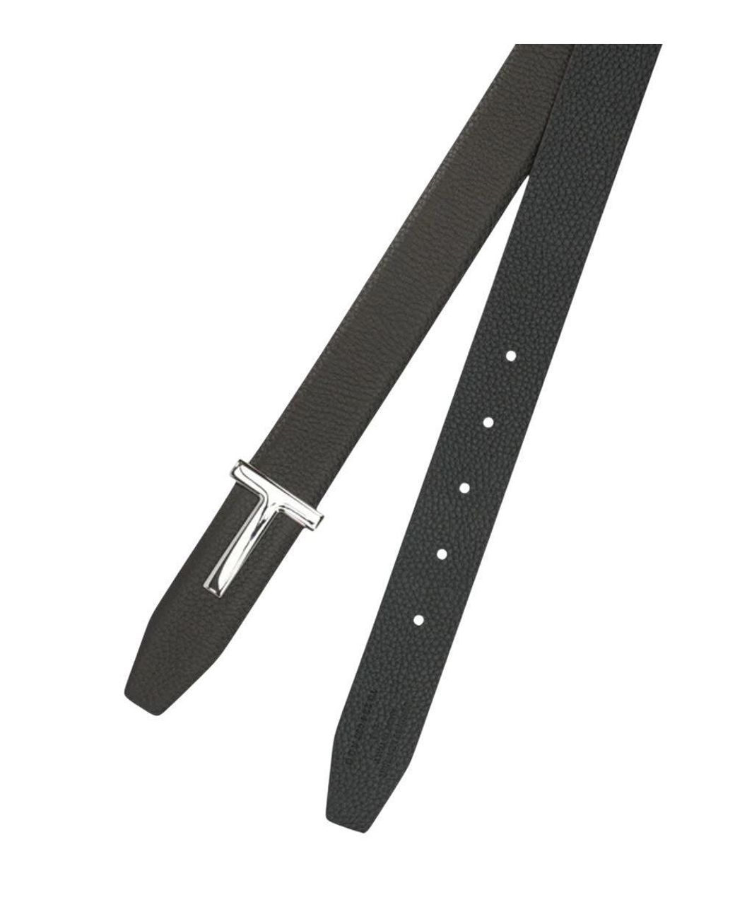 Tom Ford Black T Logo Belt for men