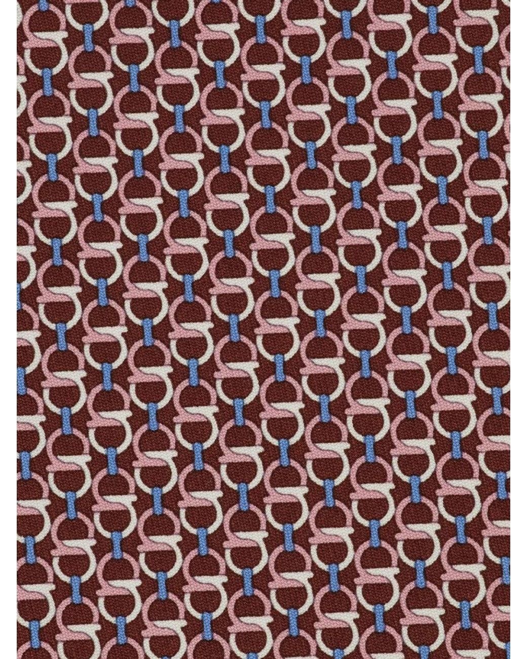Ferragamo Purple Gancini Geometric Pattern Tie for men