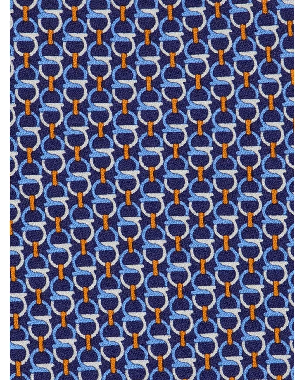 Ferragamo Blue Geometric Pattern Tie for men