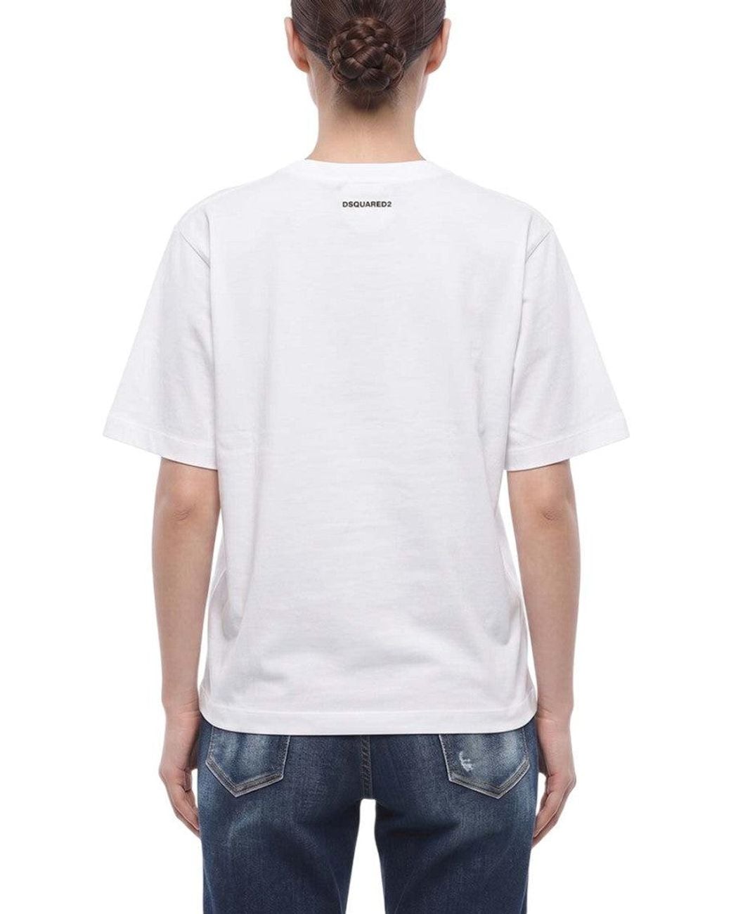 DSquared² White Graphic Crew Neck T-Shirt